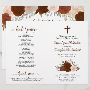 Programa de Casamento Católico DIY Outono Rosas Do
