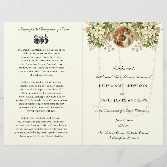Programa de Casamento Católico Floral (Frente)