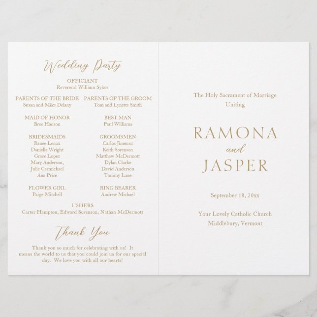 Programa de Casamento Católico Moderno Simples Dou (Frente)