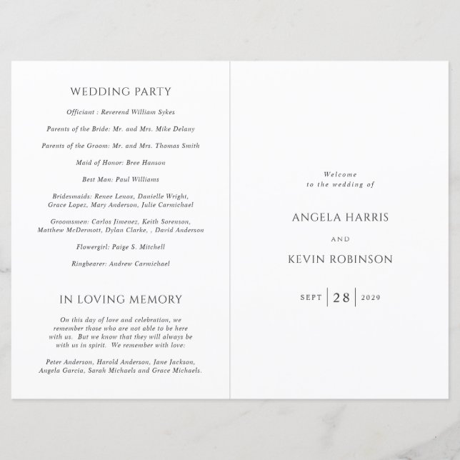 Programa de Casamento Católico Preto e Branco Limp (Frente)