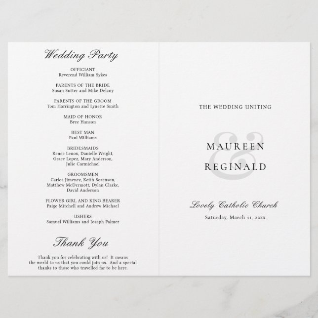 Programa de Casamento Católico Tradicional Elegant (Frente)