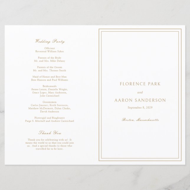Programa de Casamento Católico Tradicional em Ouro (Frente)