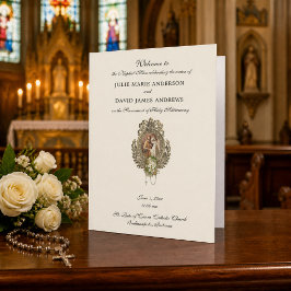 Programa de Casamento Católico Vintage Floral Matr