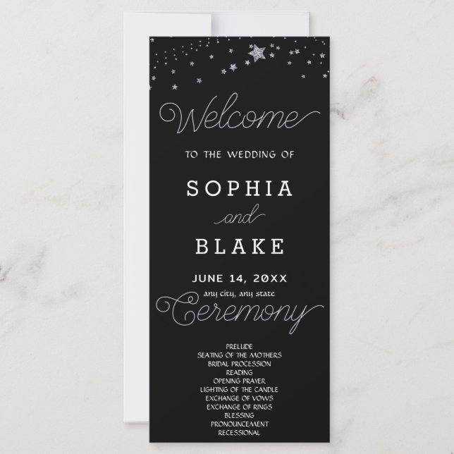 Programa de Casamento Celestial Black Silver Stars (Frente)