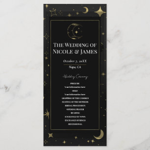 Programa de Casamento Celestial Lua Estrelas Preto