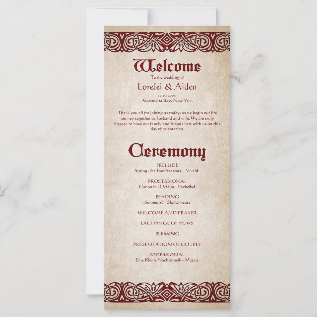 Programa de Casamento Celta de Espadas (Frente)