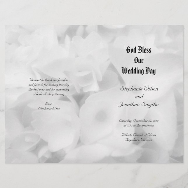 Programa de Casamento Cerimônia Católica Preto e B (Frente)