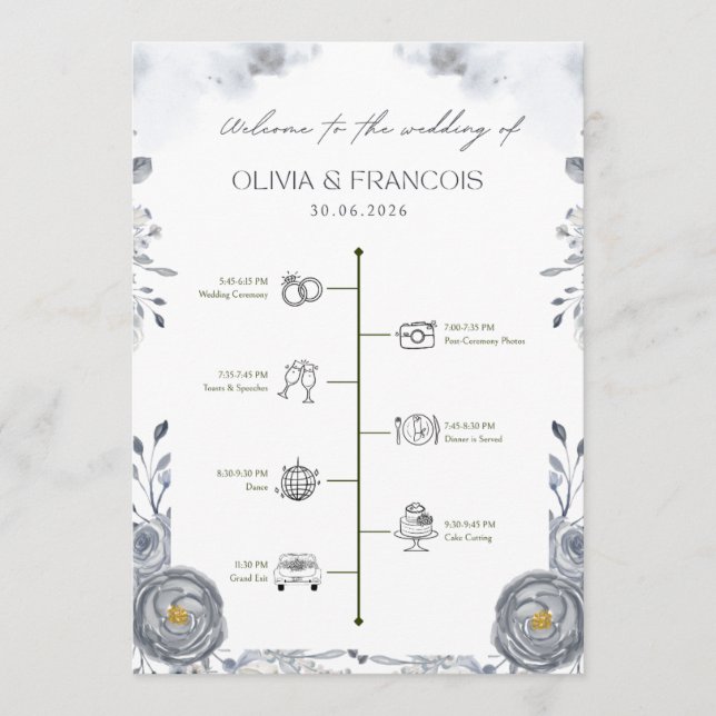Programa de Casamento – Cerimônia Floral Elegante (Frente)