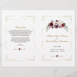 Programa de Casamento Charm Burgundy Pink Floral G