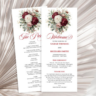 Programa de Casamento Charmoso Bege Burgundy Doura