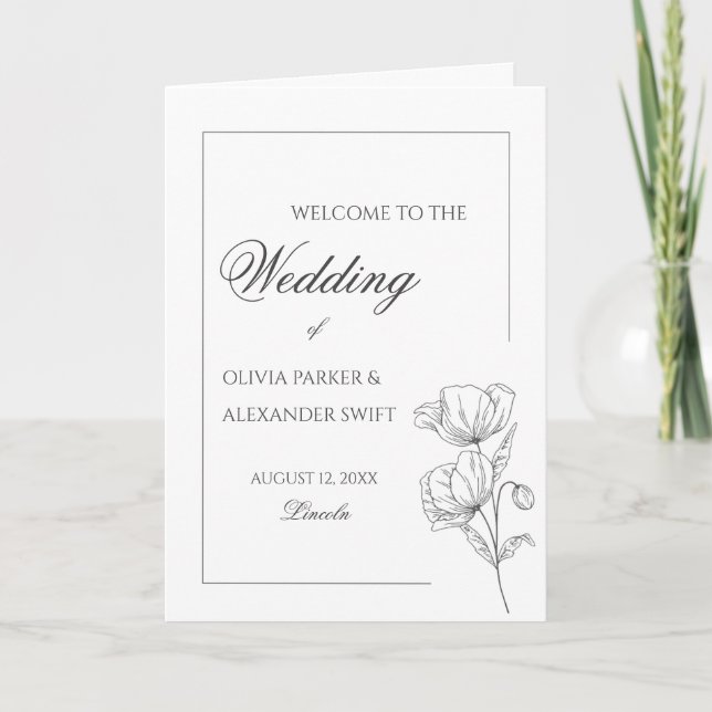 Programa de casamento chic elegante de flor picant (Frente)