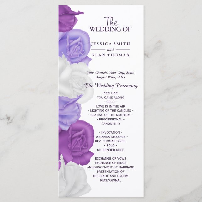 Programa de Casamento Chic Heirloom Roses (Frente)