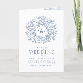 Programa de casamento clássico de monograma de fol