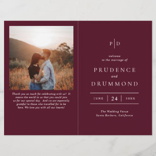 Programa de Casamento Clássico Elegante em Burgund