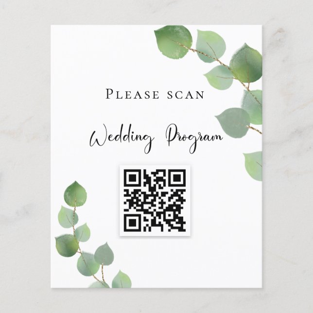 Programa de casamento Código QR eucalyptus greener (Frente)