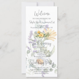 Programa de Casamento Colorido de Flores Selvagens