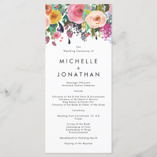Programa de Casamento Colorido de Jardins de Flor
