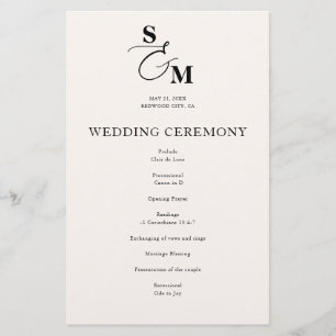 Programa de Casamento com Ampersand e Monograma Cl