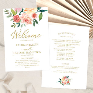 Programa de Casamento com Aquarela Floral em Doura