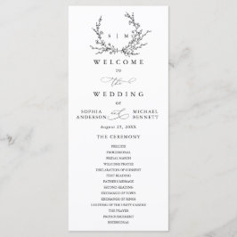 Programa de Casamento com Arte Floral Minimalista