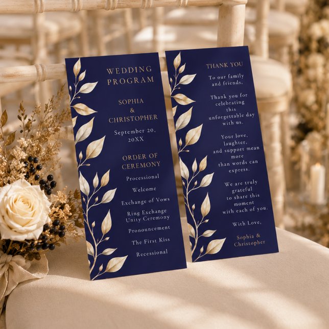 Programa de Casamento com Borda Botânica Azul Eleg (Criador carregado)
