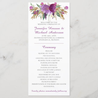 Programa de Casamento com Brilho Dourado e Ametist
