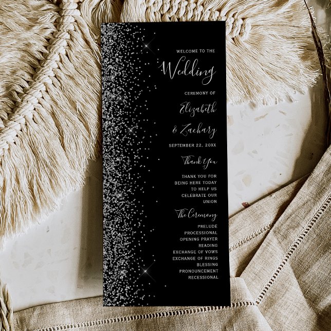 Programa de Casamento com Brilho Preto Prata Moder (Criador carregado)