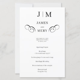 Programa de Casamento com Caligrafia de Monograma