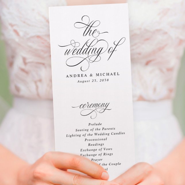 Programa de Casamento com Caligrafia Luxuosa e Ele (Criador carregado)