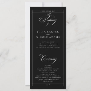 Programa de Casamento com Caligrafia Marfim Preto
