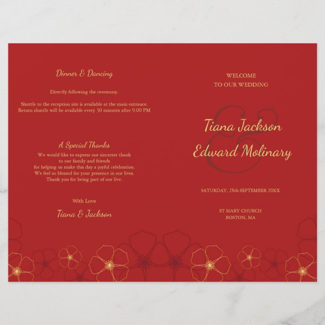 Programa de Casamento com Cerejeiras em Flor Doura (Frente)