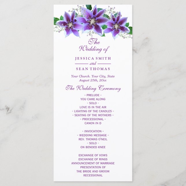 Programa de Casamento com Clematite Chique e Elega (Frente)