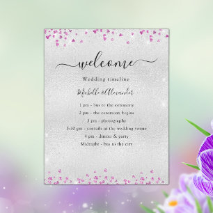 Programa de casamento com corações rosa fúcsia pra