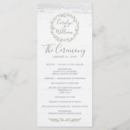 Programa de Casamento com Coroa de Madeira Rústica