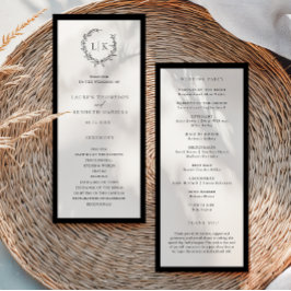 Programa de Casamento com Coroa de Monograma Cláss