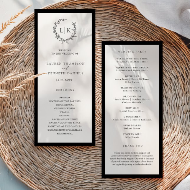 Programa de Casamento com Coroa de Monograma Cláss (Criador carregado)