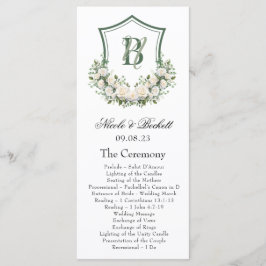 Programa de Casamento com Crista de Flores Brancas