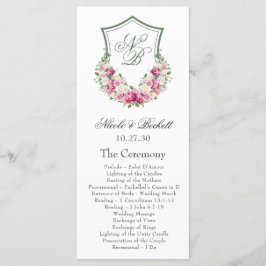 Programa de Casamento com Crista Floral Rosa