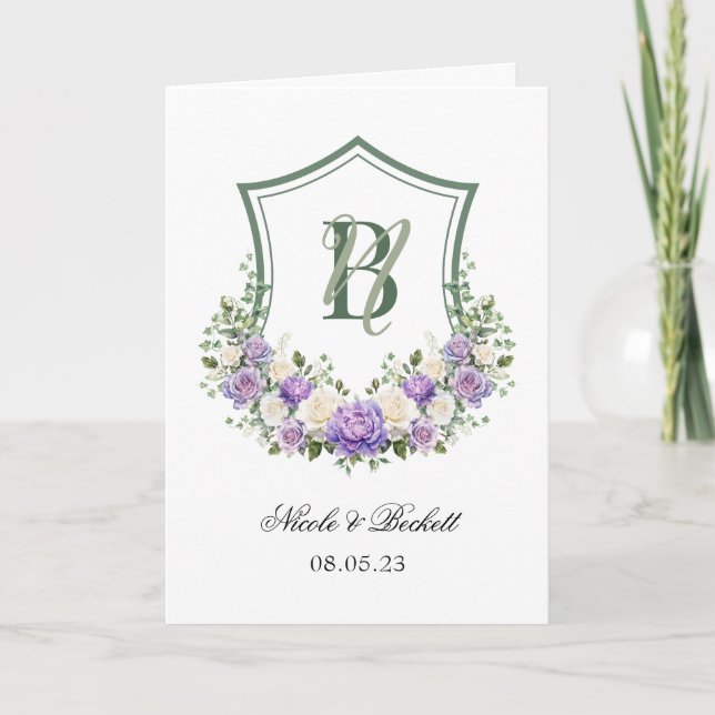 Programa de Casamento com Crista Floral Roxa e Bra (Frente)