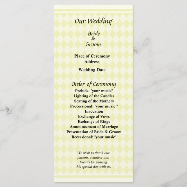 Programa de Casamento com Diamantes Amarelos (Frente)