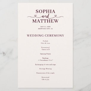 Programa de Casamento com Elegante Caligrafia e Co