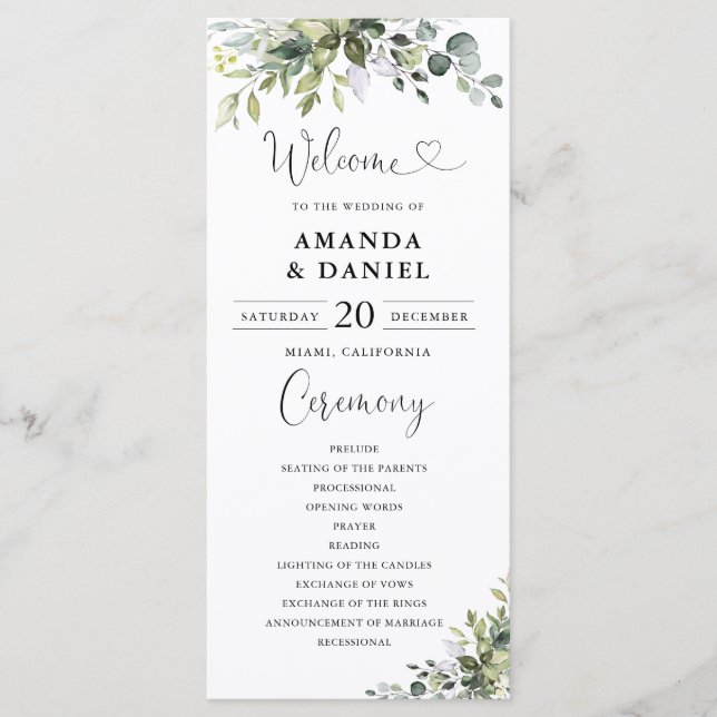Programa de Casamento com Eucalipto (Frente)
