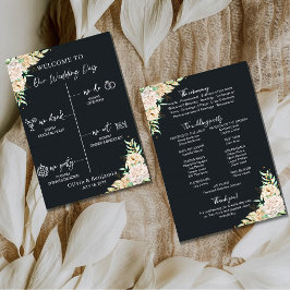 Programa de Casamento com Floral Preto e Cartão de