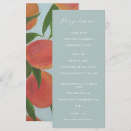 Programa de casamento com floral rosa e verde nas