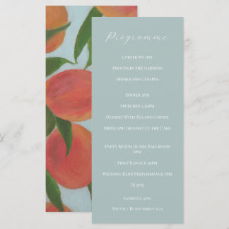 Programa de casamento com floral rosa e verde nas