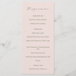 Programa de casamento com floral rosa e verde no v