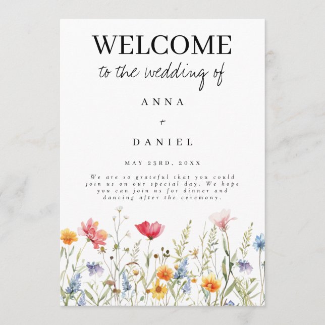 Programa de Casamento com Flores Silvestres (Frente)