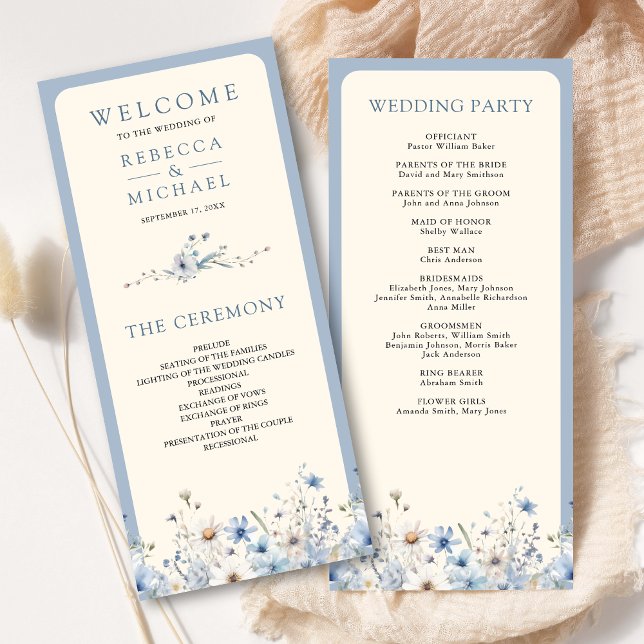 Programa de Casamento com Flores Silvestres Boho e (Criador carregado)