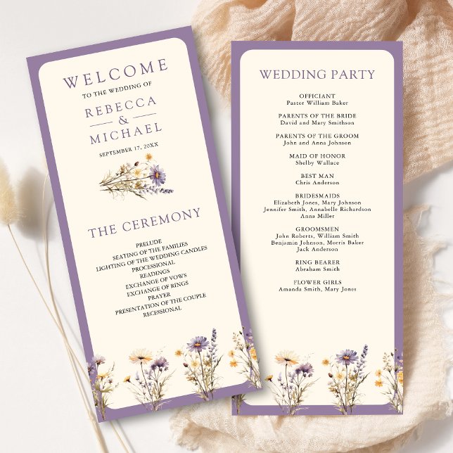 Programa de Casamento com Flores Silvestres Boho e (Criador carregado)
