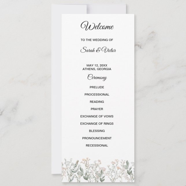 Programa de Casamento com Flores Silvestres da Flo (Frente)